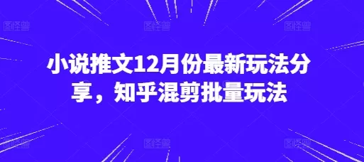 小说推文12月份新的玩法分享,知乎混剪批量玩法-颜夕资源网-第18张图片 小说推文12月份新的玩法分享,知乎混剪批量玩法-颜夕资源网-第18张图片