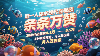 第一人称水族代言视频,条条万赞,20条作品涨粉8.5万,多种变现方式月,入五位数-颜夕资源网-第18张图片 第一人称水族代言视频,条条万赞,20条作品涨粉8.5万,多种变现方式月,入五位数-颜夕资源网-第18张图片