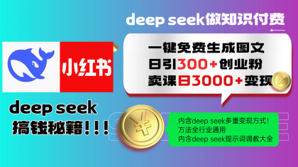 Deepseek 一键免费生成小红书图文日引300+创业粉,日变现3000+ 方法全行业通用-颜夕资源网-第18张图片 Deepseek 一键免费生成小红书图文日引300+创业粉,日变现3000+ 方法全行业通用-颜夕资源网-第18张图片