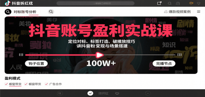 抖音账号盈利实战课,定位对标、标签打造、破播放技巧,讲涨粉变现与场景搭建-颜夕资源网-第18张图片 抖音账号盈利实战课,定位对标、标签打造、破播放技巧,讲涨粉变现与场景搭建-颜夕资源网-第18张图片