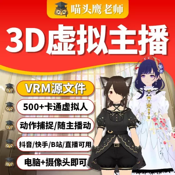 3d虚拟主播vrm文件抖音快手直播伴侣虚拟人B站虎牙直播卡通人文件-颜夕资源网-第18张图片